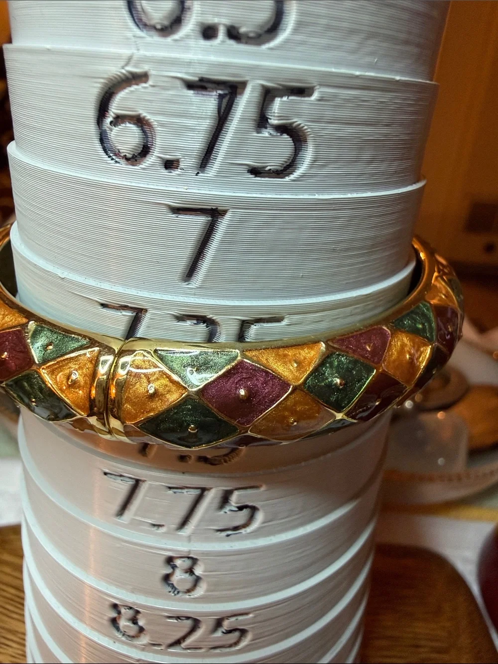 Gold Tone Multicolor Enamel Harlequin Bangle Bracelet